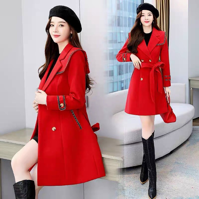 ÁO KHOÁC DẠ CỔ VEST PHỐI VIỀN KIM TUYẾN - AD83