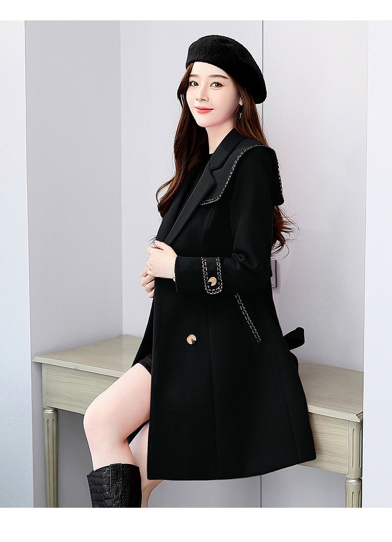 ÁO KHOÁC DẠ CỔ VEST PHỐI VIỀN KIM TUYẾN - AD83