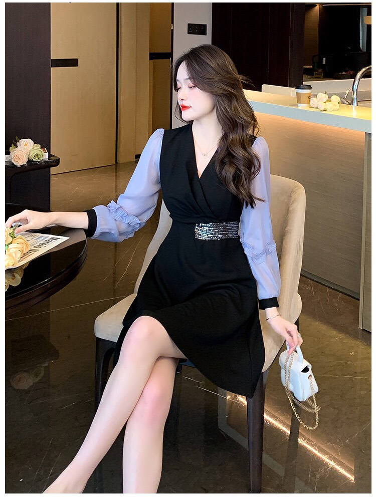 ĐẦM XÒE TAY VOAN EO KIM SA CAO CẤP SANG TRỌNG-HN1208