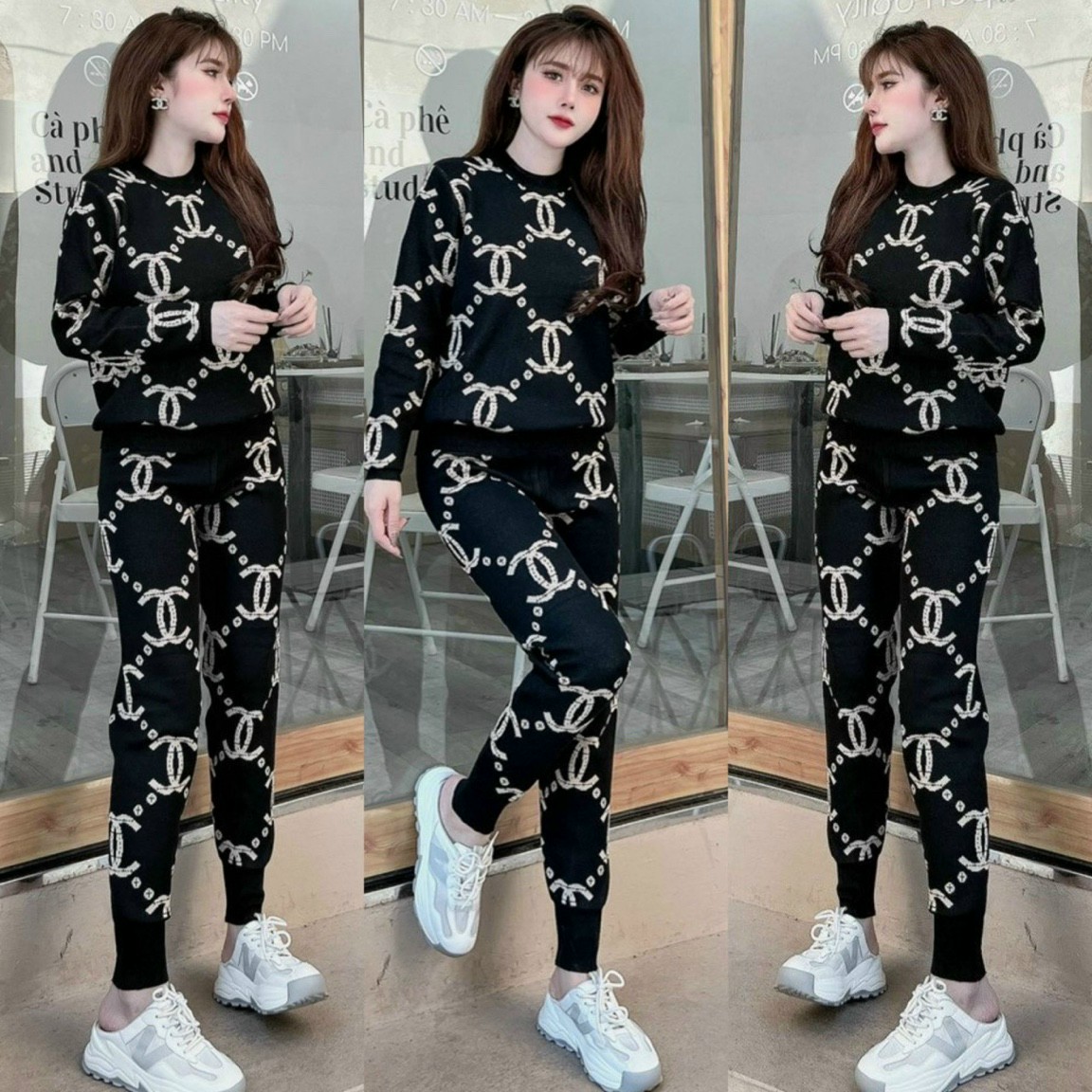 SET BỘ TAY DÀI HỌA TIẾT CHANEL -BTN468