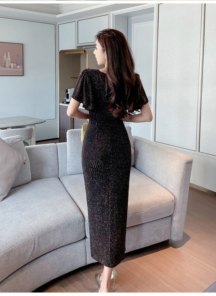 ĐẦM BODY  KIM TUYẾN TAY RƠI XẺ TÀ CAO CẤP (HÀNG NHẬP) - HN1207