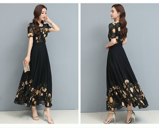 ĐẦM MAXI HỌA TIẾT HOA 3D CAO CẤP (HÀNG NHẬP) -D1137