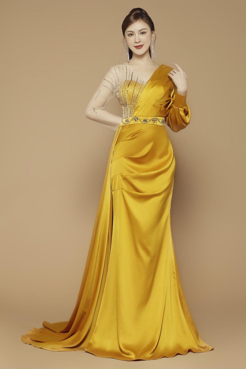 DẠ HỘI TAY DÀI KẾT PHA LÊ CAO CẤP -D1033
