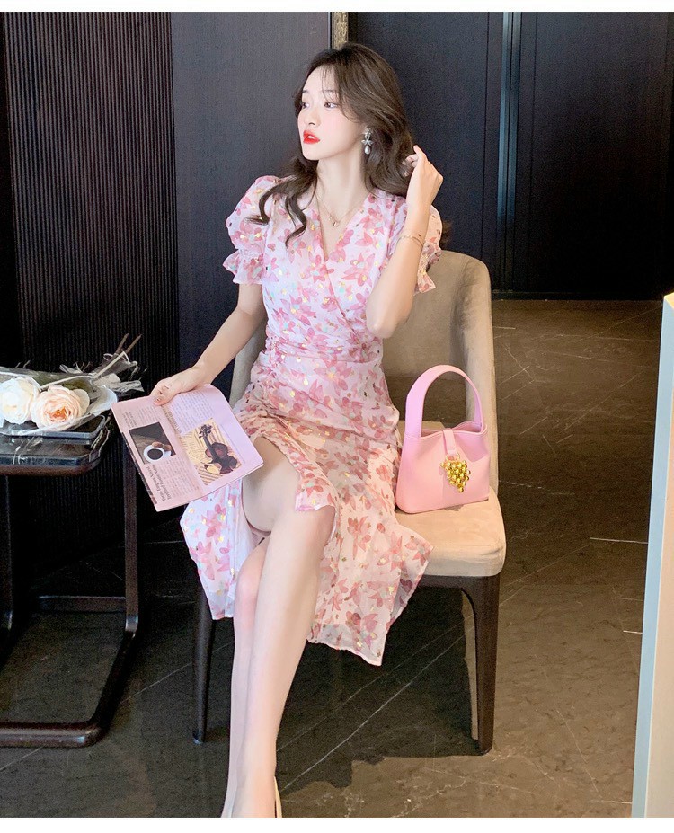 ĐẦM LỤA CỔ V ĐUÔI CÁ CAO CẤP SANG CHẢNH-D1153