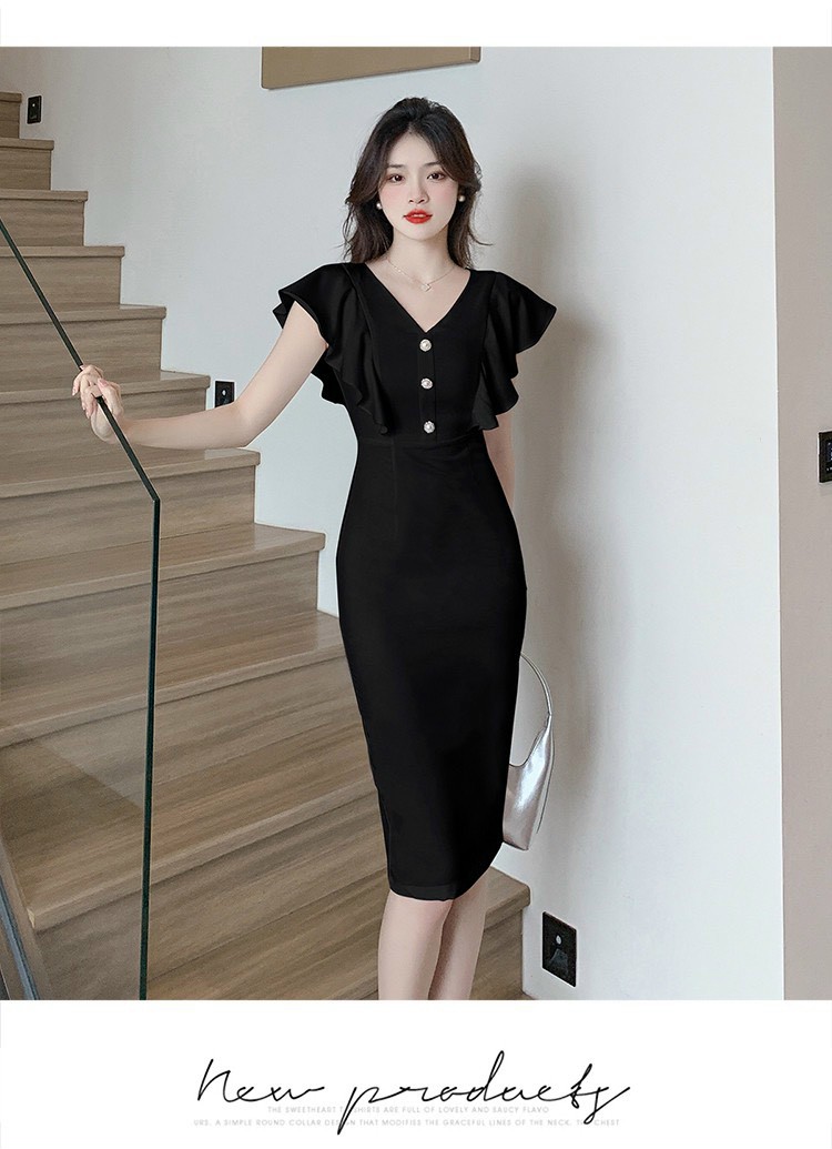 ĐẦM BODY CỔ V TAY BÈO CAO CẤP XINH XẮN -D1154