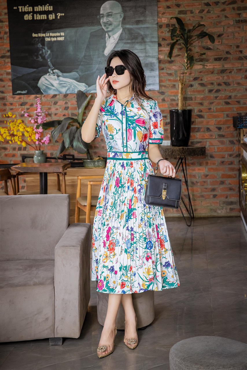 ĐẦM LỤA CỔ SƠ MI CAO CẤP  ( ẢNH THẬT KHO CHỤP ) - D1168