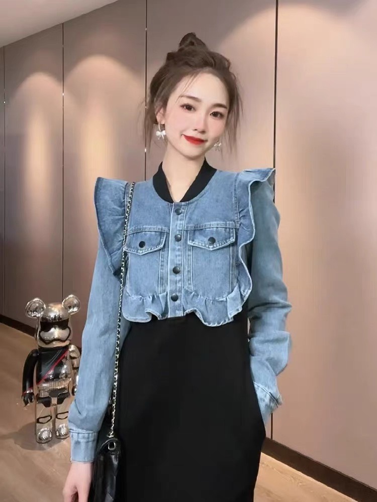 ĐẦM JEAN PHỐI THUN CAO CẤP SANG TRONG- D1231