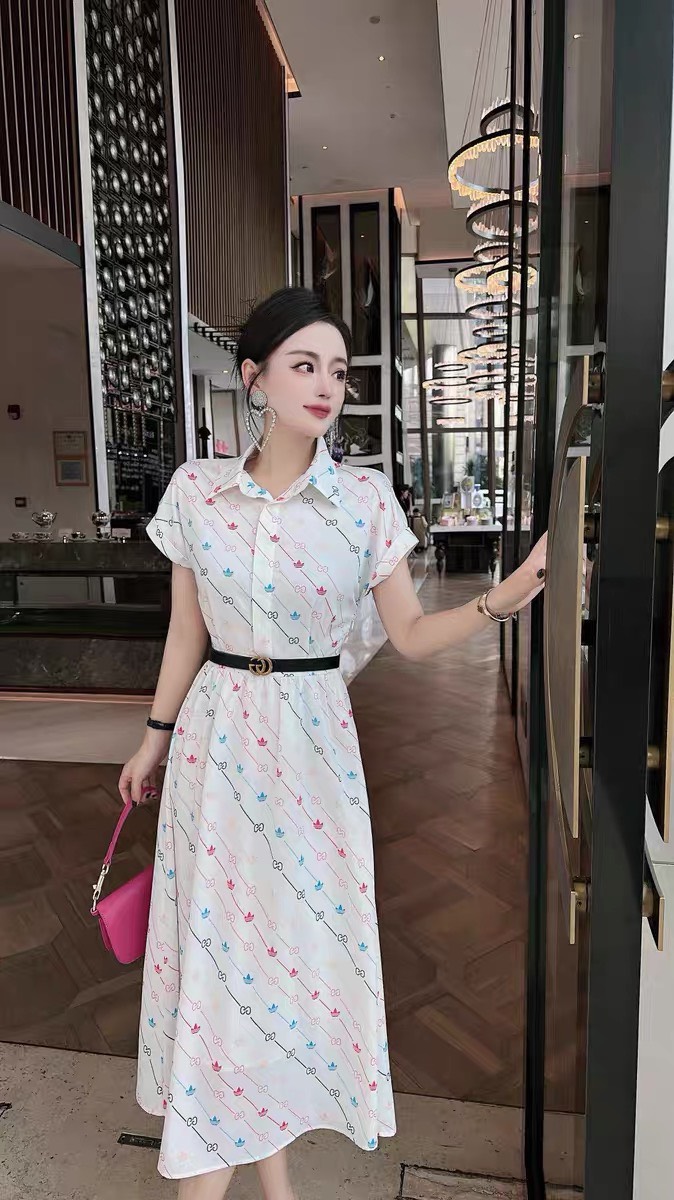 ĐẦM LỤA GUCCI KÈM NỊT CAO CẤP -D1241