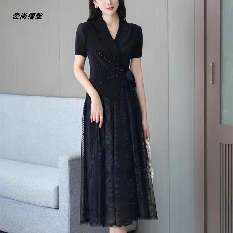 ĐẦM LỤA DẬP LY PHỐI REN THÊU CAO CẤP -D1246
