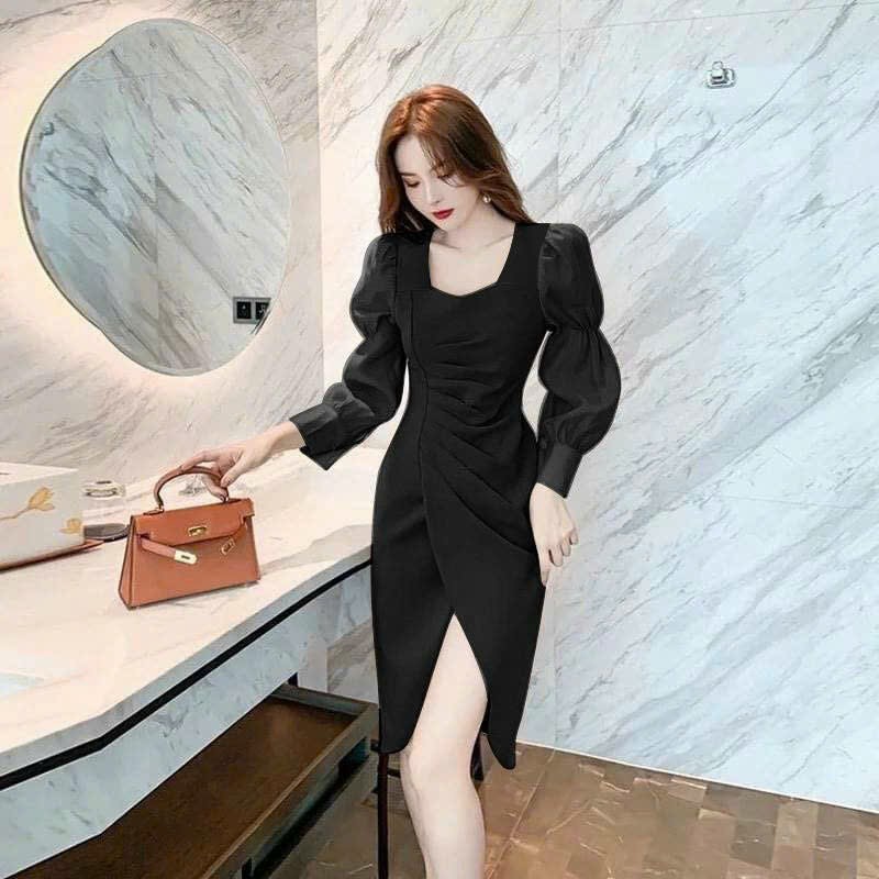 Đầm body tay phối voan cao cấp -D1247