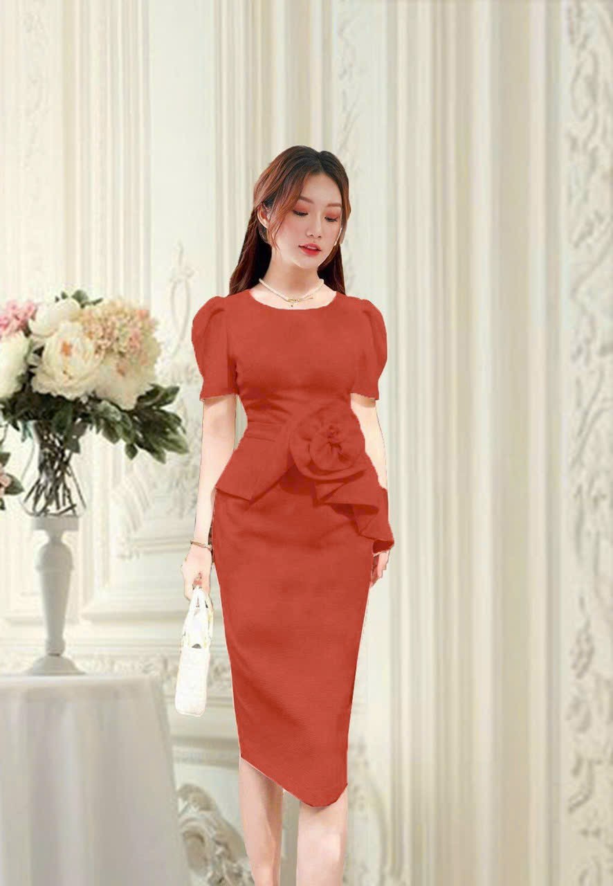 Đầm peplum eo phối hoa cao cấp - D1248