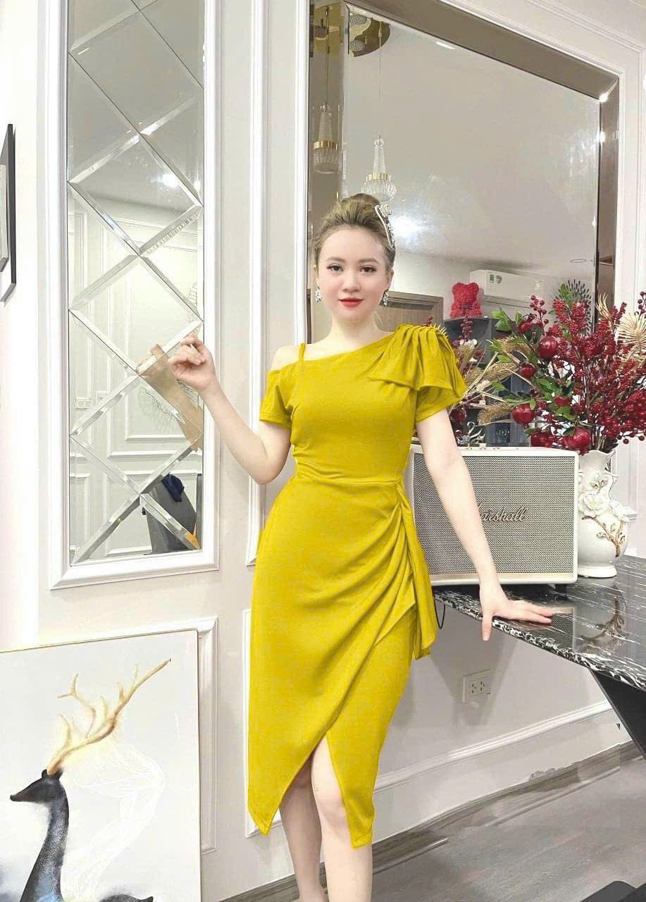 Đầm body nhún eo kèm pk nơ sang trọng cao cấp- D1251
