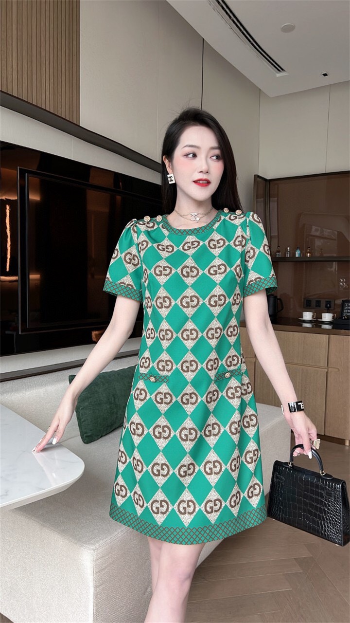 ĐẦM LỤA CHANEL CAO CẤP XANG TRONG-D1257