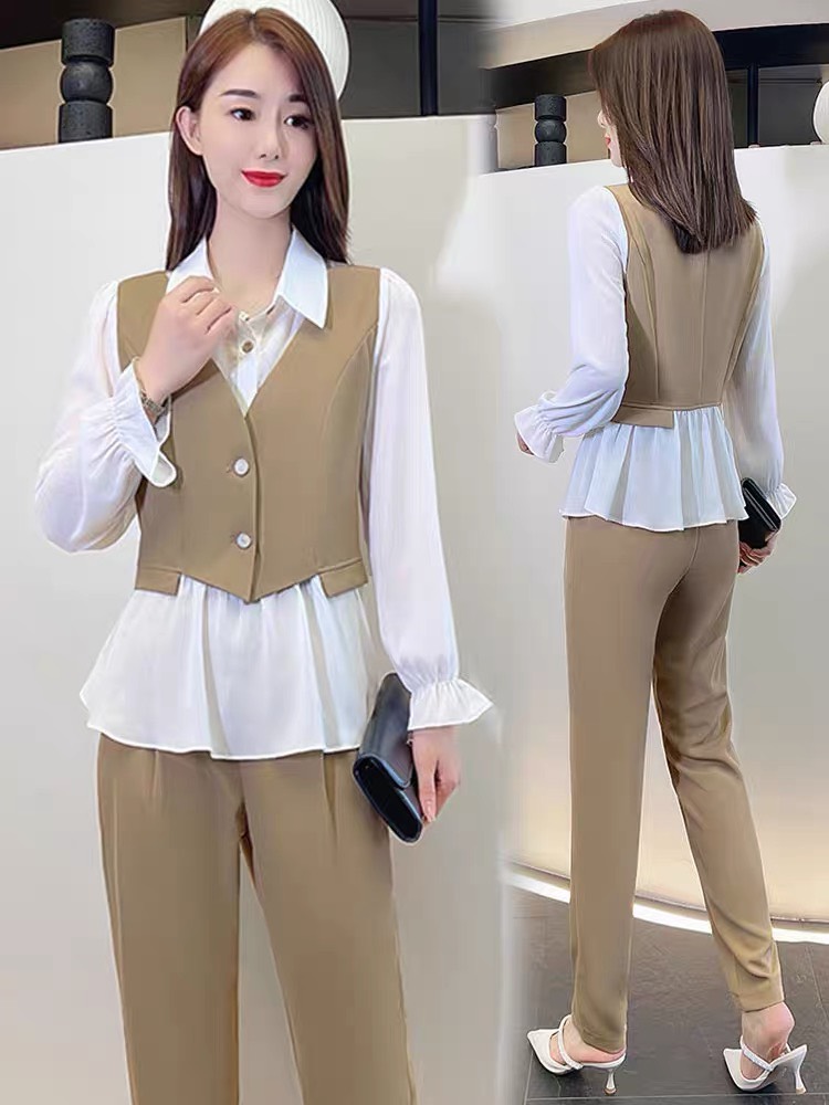 SET BỘ THỜI TRANG PHỐI CỔ SƠ MI CAO CẤP  SANG TRỌNG -D1258