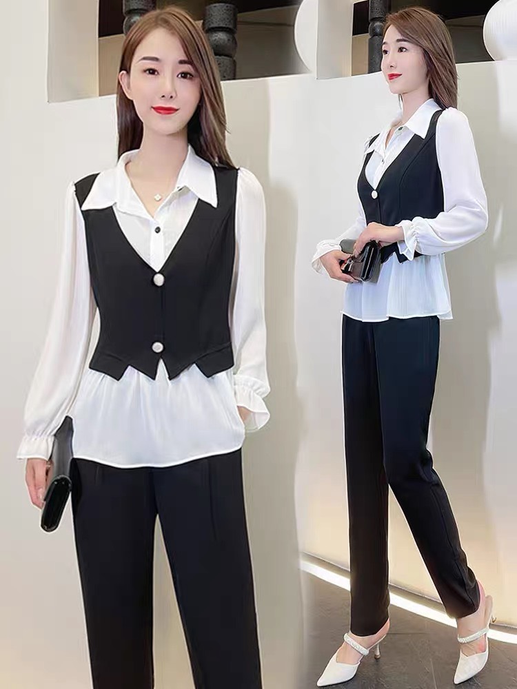 SET BỘ THỜI TRANG PHỐI CỔ SƠ MI CAO CẤP  SANG TRỌNG -D1258