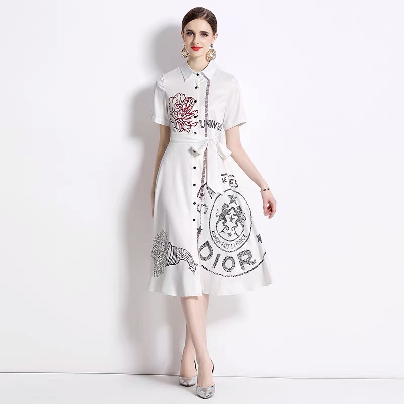 ĐẦM LỤA SƠ MI DIOR CAO CẤP- D1274