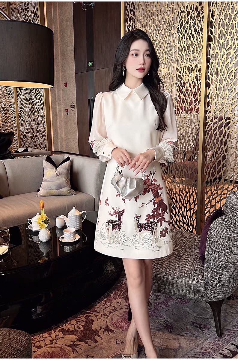 ĐẦM SUÔNG LỤA TAY VOAN CAO CẤP -D1279