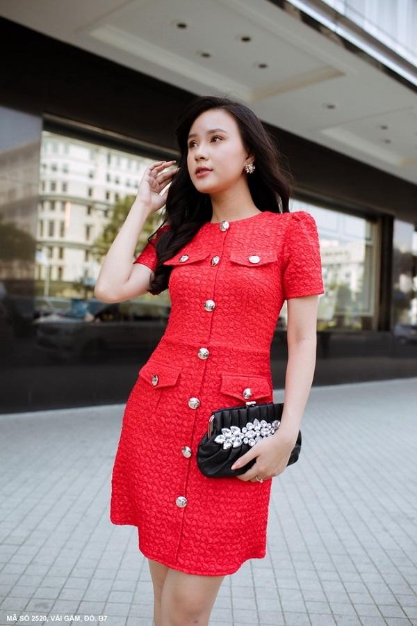 ĐẦM CÔNG SỞ TAY NGẮN 4 TÚI TRẺ TRUNG SANG TRỌNG-2520