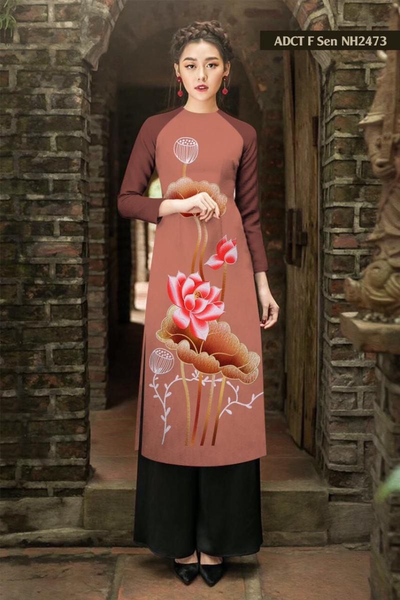 Set áo dài truyền thông hoa sen AV325