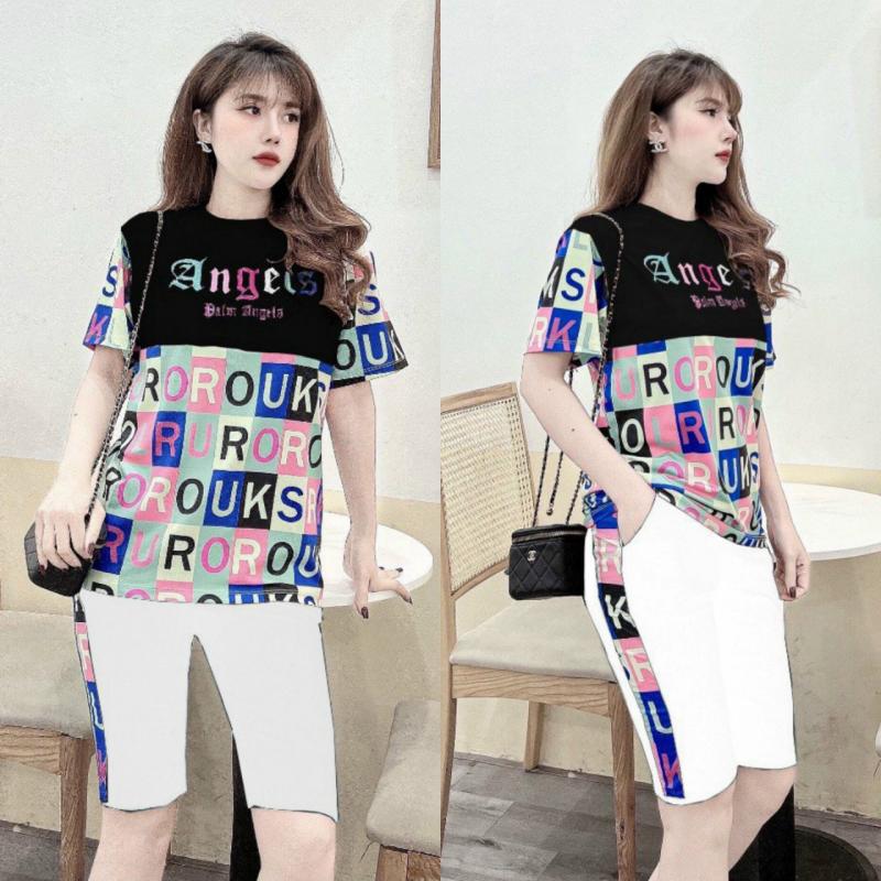 BỘ THỜI TRANG PHỐI HỌA TIẾT ANGEL THÊU SẮC MÀU - BTN406
