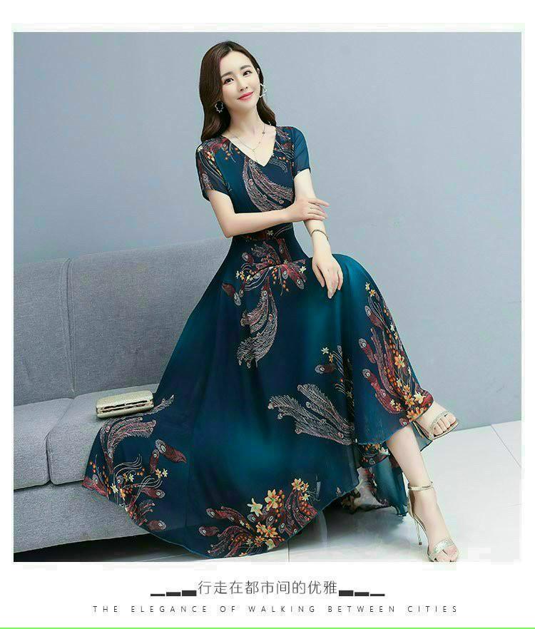 ĐẦM MAXI DÁNG DÀI HỌA TIẾT CAO CẤP- HN1143