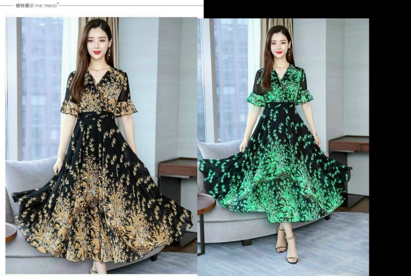 ĐẦM MAXI HOA DÁNG DÀI CAO CẤP - HBN1136
