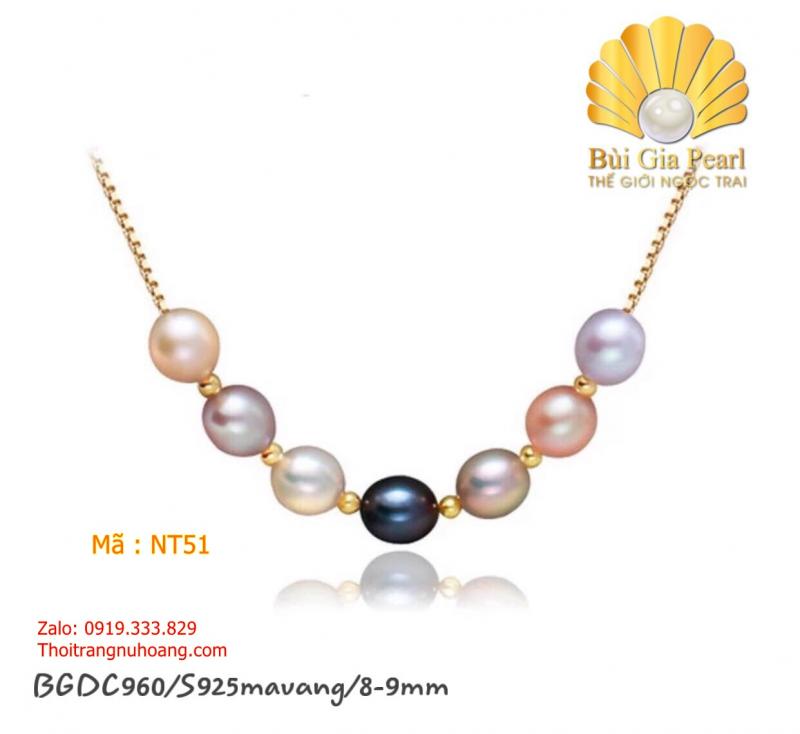 Dây Chuyền Xuyên Ngọc Giọt Phối Bi Bạc NT51