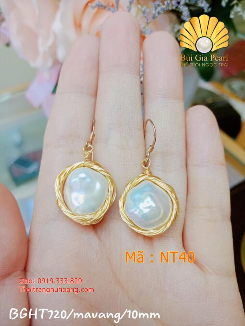 Hoa Tai Ngọc Trai Thô Tự Nhiên  NT40