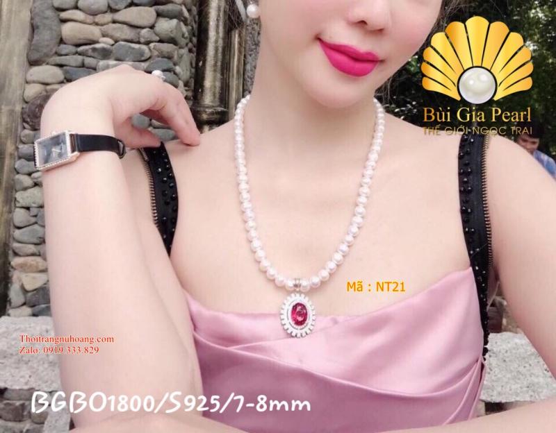 Vòng cổ Ngọc trai phối mặt Đá đỏ Sang Trọng & Quý Phái. NT21