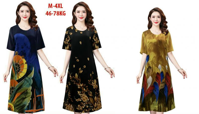 ĐẦM SUÔNG IN HOẠ TIẾT NHIỀU MÀU CAO CẤP SANG TRONG-HN1169