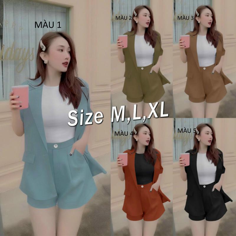 SÉT SHORT VEST 3 MÓN (ÁO KHOÁC.VEST PHOM RỘNG) SANG TRONG-VN131