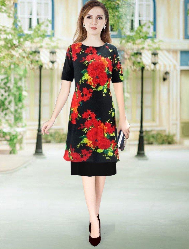 Set áo dài cách tân gấm thun cao cấp AV057