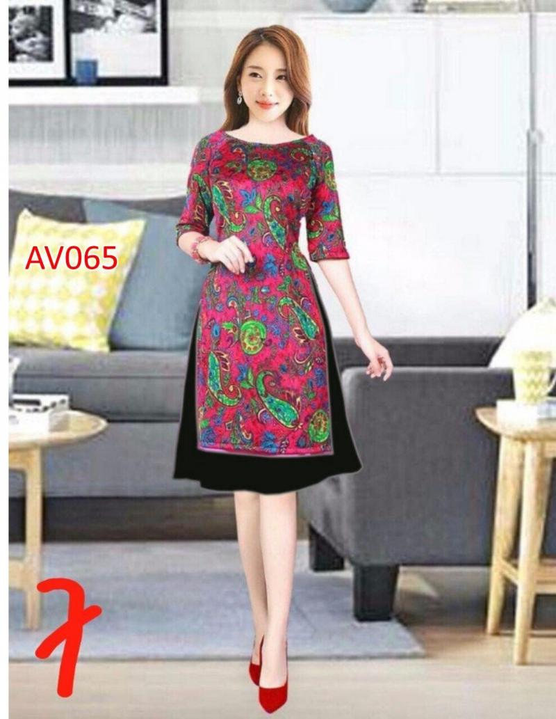 Set áo dài cách tân gấm thun cao cấp AV065