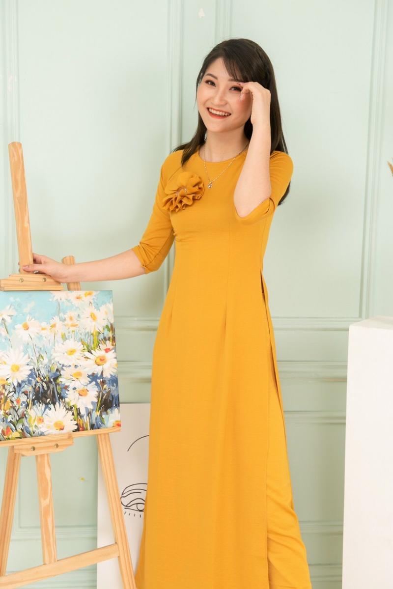 Set Áo Dài Lụa Tây Thi Kèm Hoa - AL39