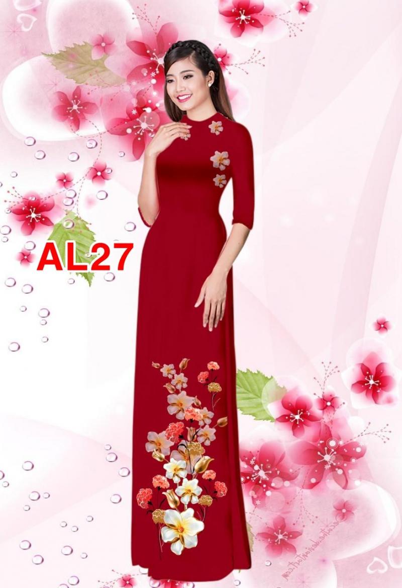 Set áo dài truyên thống lan bách hợp cao cấp AL27