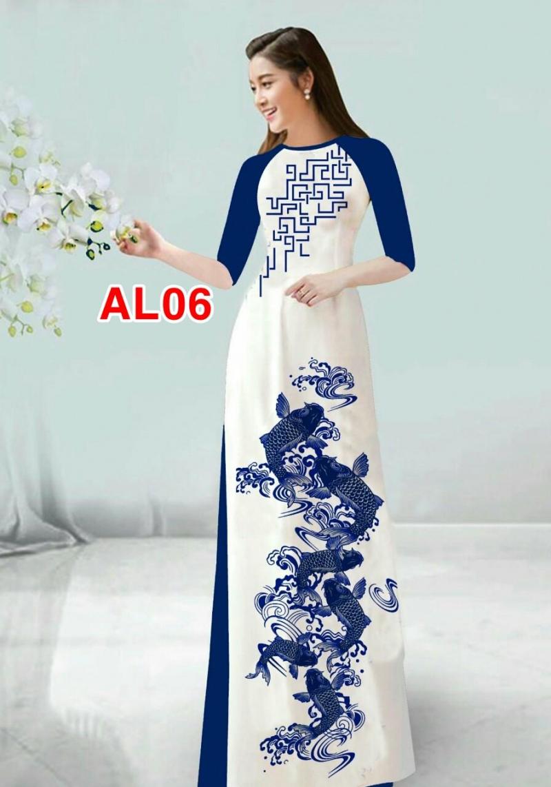 Set áo dài in cá cao cấp AL06