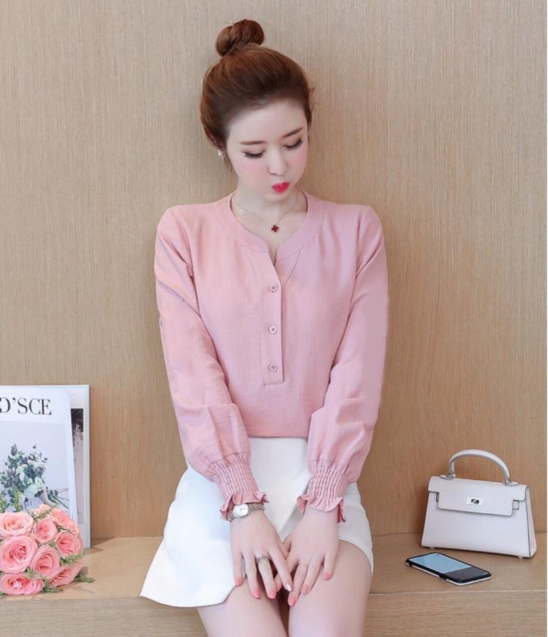 Aó sơ mi kiểu cổ nút tay bo thun SM01