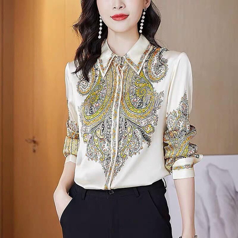 Áo Sơ Mi Lụa Họa Tiết - SM71