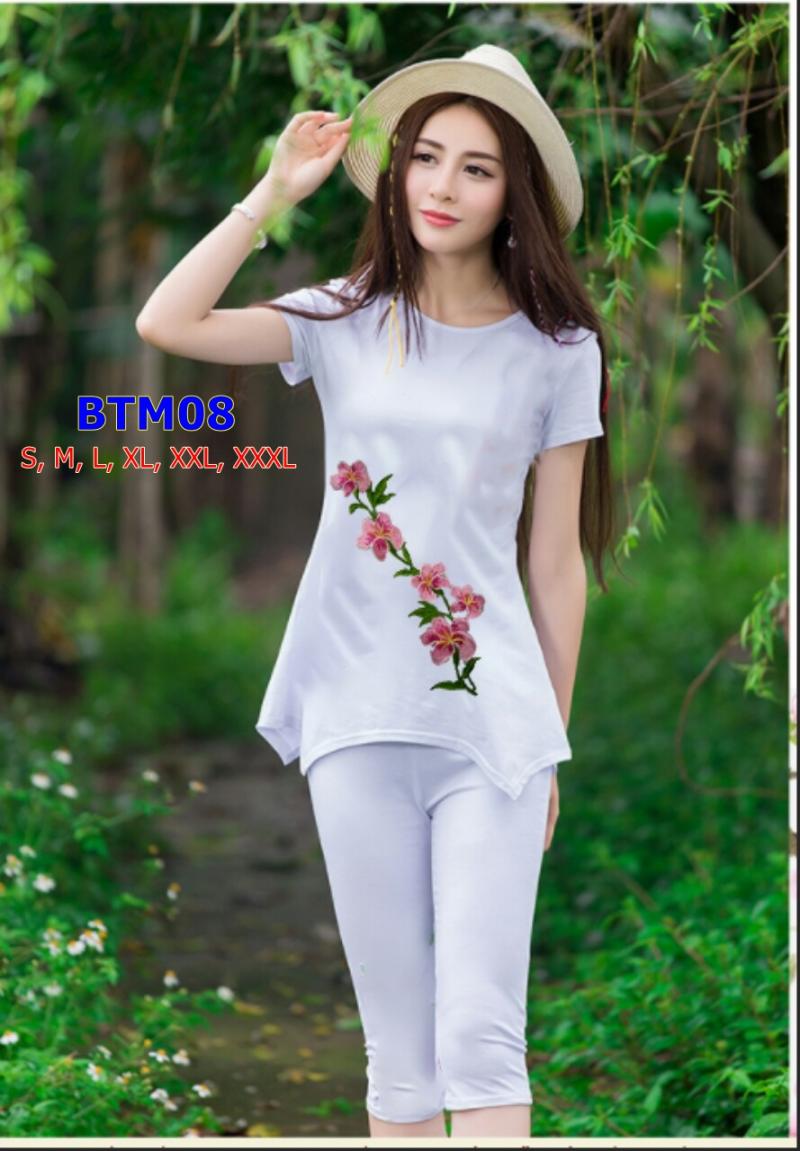 Set thun lửng thêu hoa lan hồ điệp BTM08
