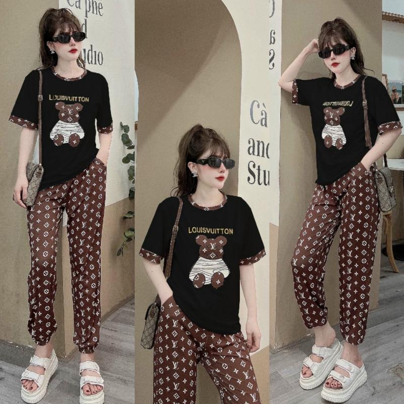 BỘ THỜI TRANG FOM RỘNG PHỐI HỌA TIẾT GẤU THÊU - BTN424