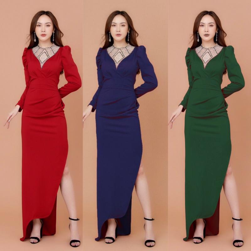 Đầm Dạ Hôi Đính Pha Lê HÌnh Thoi D655