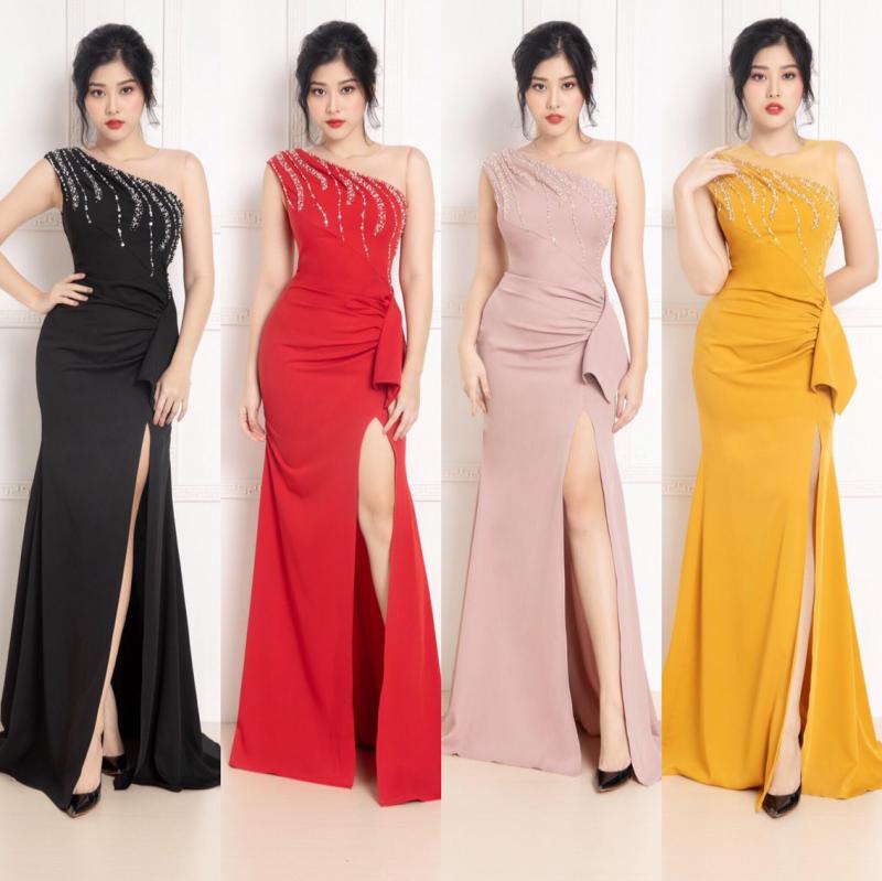 Đầm dạ hội nhúng bèo phối nơ D431