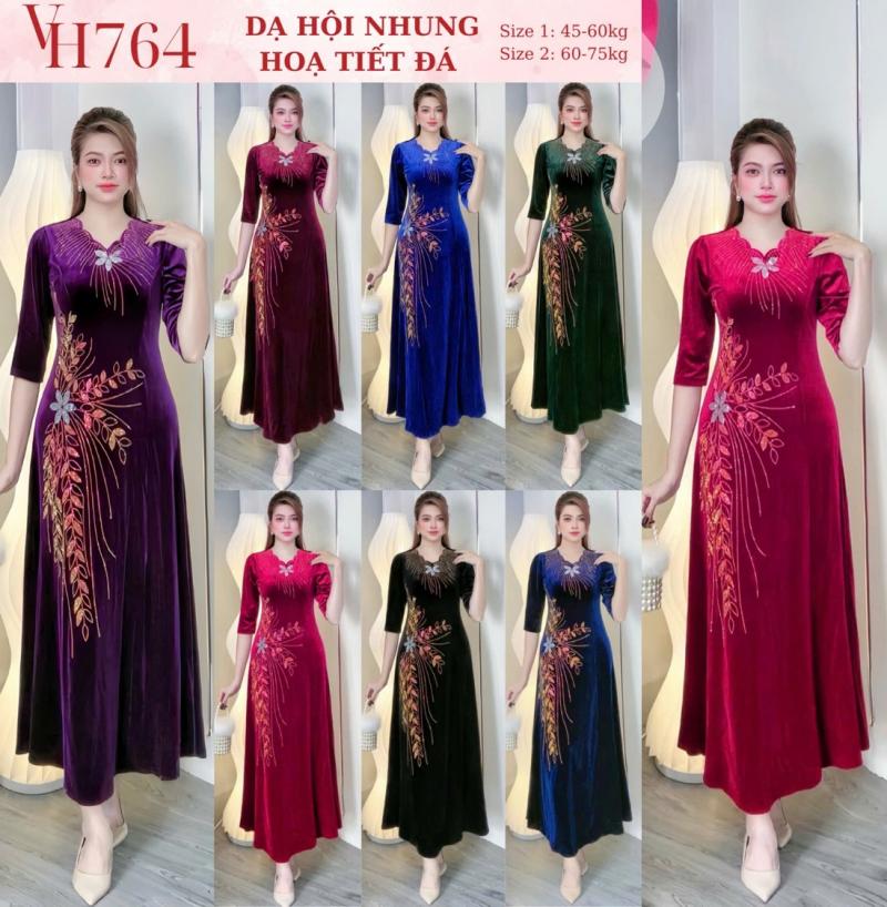 Đầm nhung cao cấp làm xui, dự tiệc sang trọng VH764