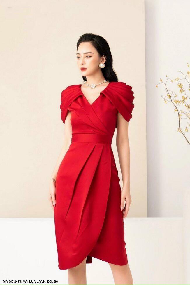 Đầm Lai Chéo Tay Xếp Ly - D2474