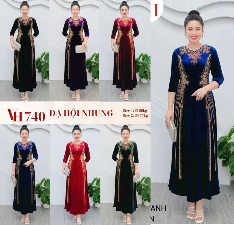 Đầm nhung cao cấp cho mẹ mặc đẹp làm sui gia, đi tiệc VH740