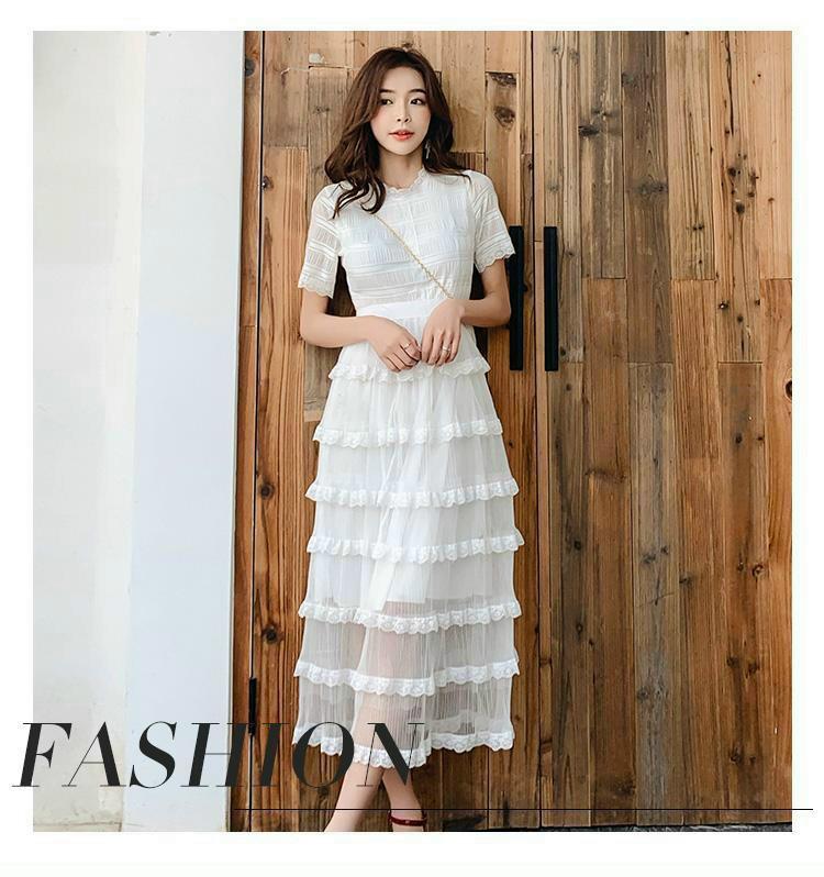 Đầm trắng dự tiệc, Váy trắng ren hoa sang trọng Cao Cấp vải họa tiết lướt  dục lỗ dáng xòe, tay ngắn có bâu cổ - MiNhi | Shopee Việt Nam