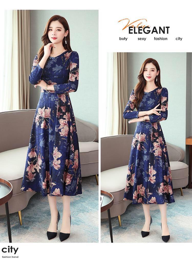 Đầm hoa dáng suông tay dài KK108-29 | Thời trang công sở K&K Fashion