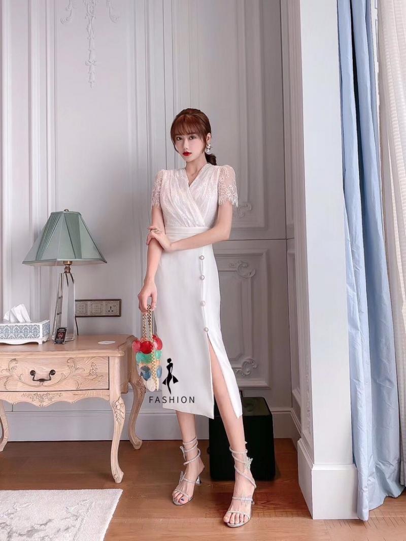 ĐẦM BODY ĐÍNH NÚT XẺ TÀ-HN740