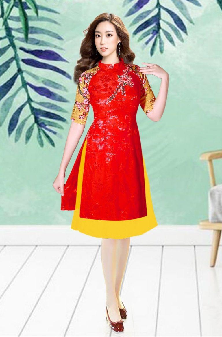 Áo dài cách tân kèm chân váy dễ thương cho bé gái ngày Lễ Tết BGB1237– Bé  Xinh Shop