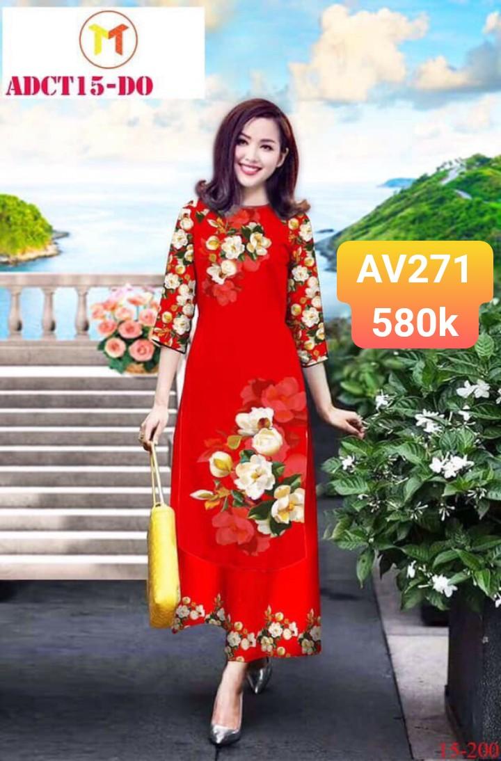 Set áo dài cách tân lụa tầm cao cấp in 3D AV271